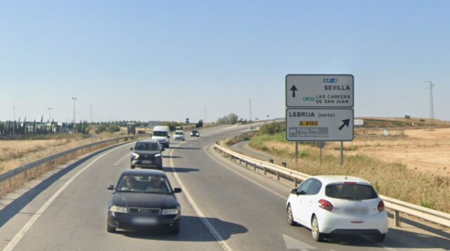 A‑471, a su paso por Lebrija (lugar del fallecimiento)