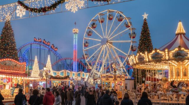 Imagen de un parque de atracciones navideño (IA)